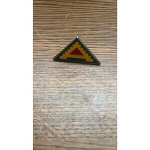 Vintage triangular enamel lapel pin with bold geometric design